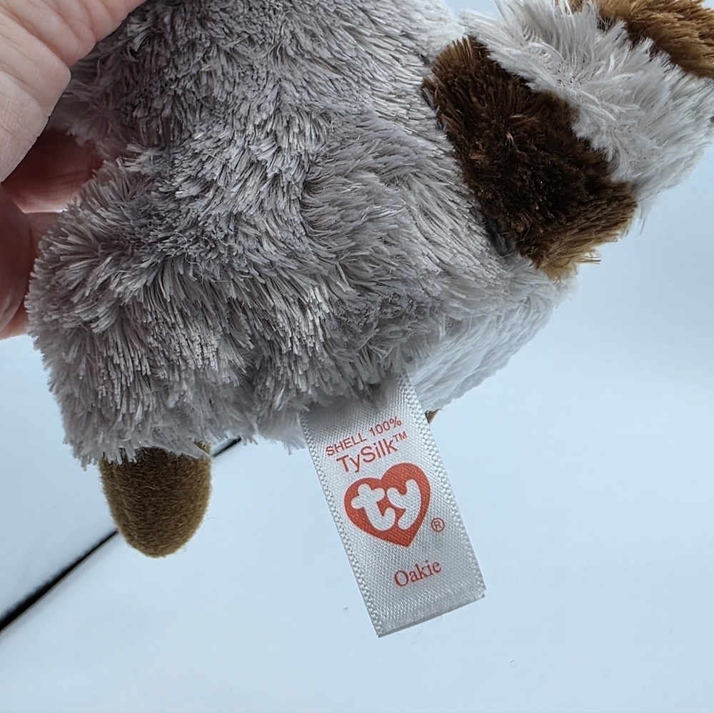 Ty Beanie Boos Oakie Brown & Grey Racoon Beanie Baby Plush - Picture 3 of 5